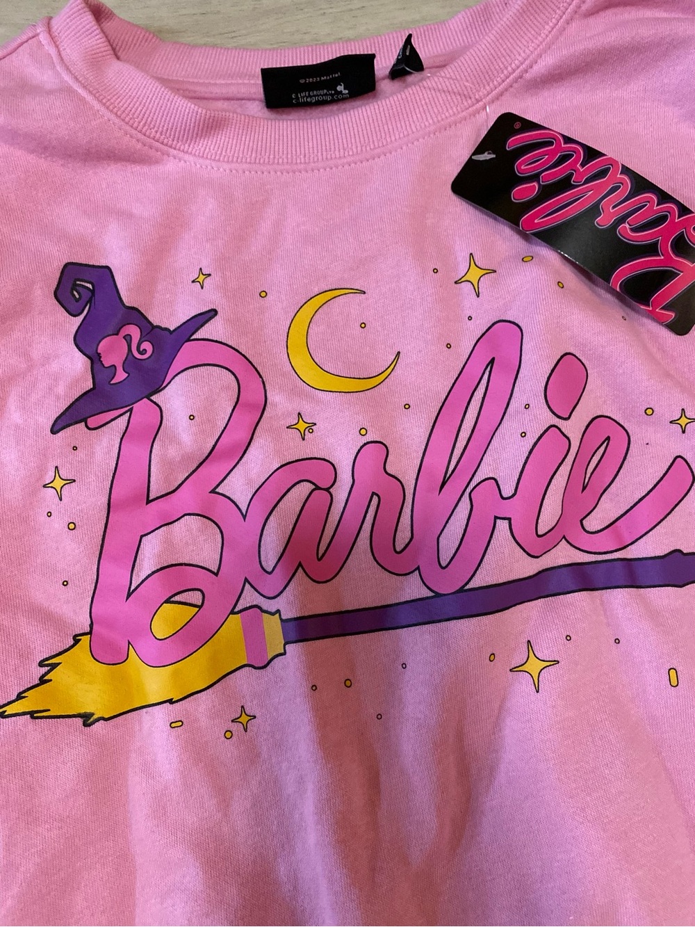 Barbie Halloween Witch Pink Graphic Crewneck Sweatshirt- NWT - Picture 9 of 15